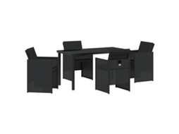 Conjunto 5 De Jantar Jardim De Vidaxl Com Almofadas Em Rattan Polipropileno Preto