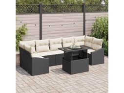 Vidaxl Conjunto De Sofá De Jardim 8 Unid. Preto E Creme Vime Pe