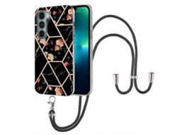 Capa De Celular Motorola Moto G200 Em Tpu Com Estampa Floral Marmorizada E Cordão.