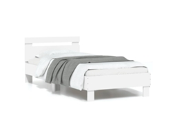 Vidaxl Estrutura De Cama C/ Cabeceira E Luzes Led 90x190 Cm Branco