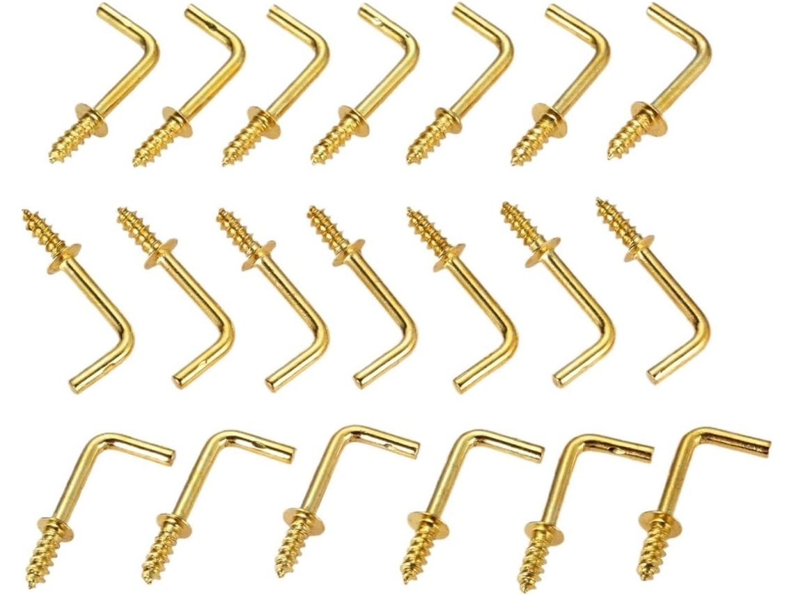 Conjunto De 100 Ganchos Fuso Autoatarraxantes Dourados Em Formato L, 25x10x2, 8mm, Decoração De Parede Diy