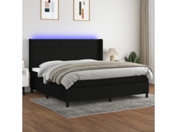 Vidaxl Cama Box Spring C/ Colchão E Led 200x200 Cm Tecido Preto