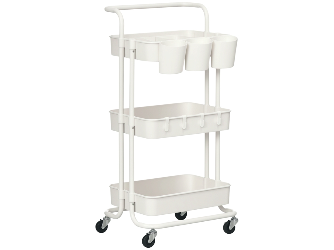 Carrinho Auxiliar com Rodas, multifuncional com Ganchos e Caixas Suspensas 42x38x86.5cm BTFORUS