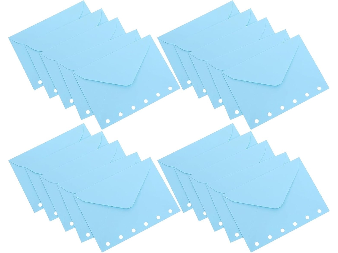 Refis De Envelopes Papel Homoyoyo A7 Com 6 Furos, Pacote Com 30 Unidades, Azul, Tipo Pasta, Para Folhas Avulsas, Ideais