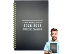 Agenda Mensal 2026- 2028- Caderno Calendário De 3 Anos| Organizador De Papel Minimalista Preto De 14, 5 Cm
