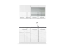 Cozinha Fame-Line, 140 cm, PT Antracite, branco brilhante/branco, VICCO