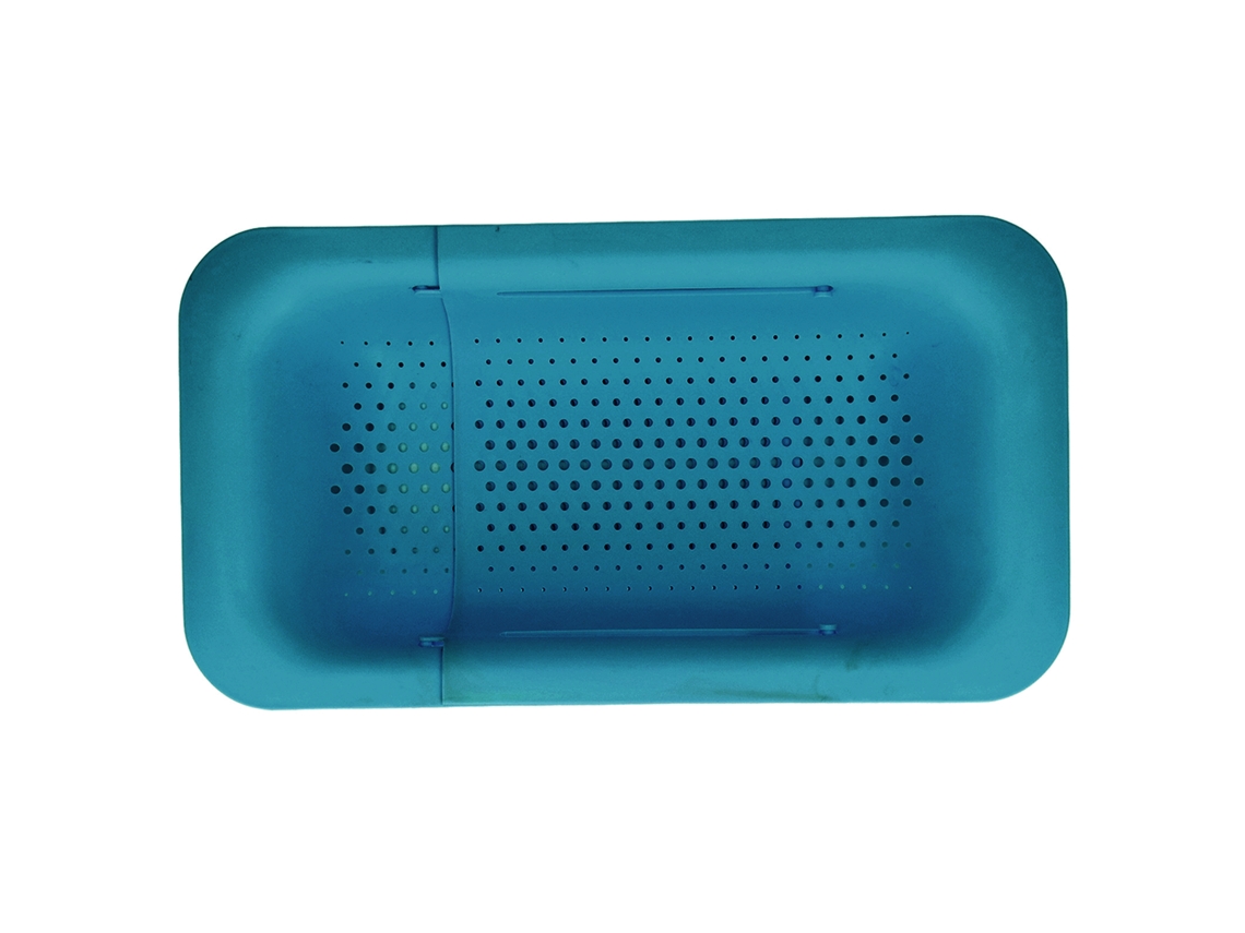 Cesta de Peneira Colander Telescópica de Abs com Fundo Oco para Cozinha Azul