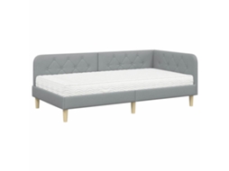 Estrutura de Cama de Canto Cinzento Claro com Tecido MAISON EXCLUSIVE 90x200 cm