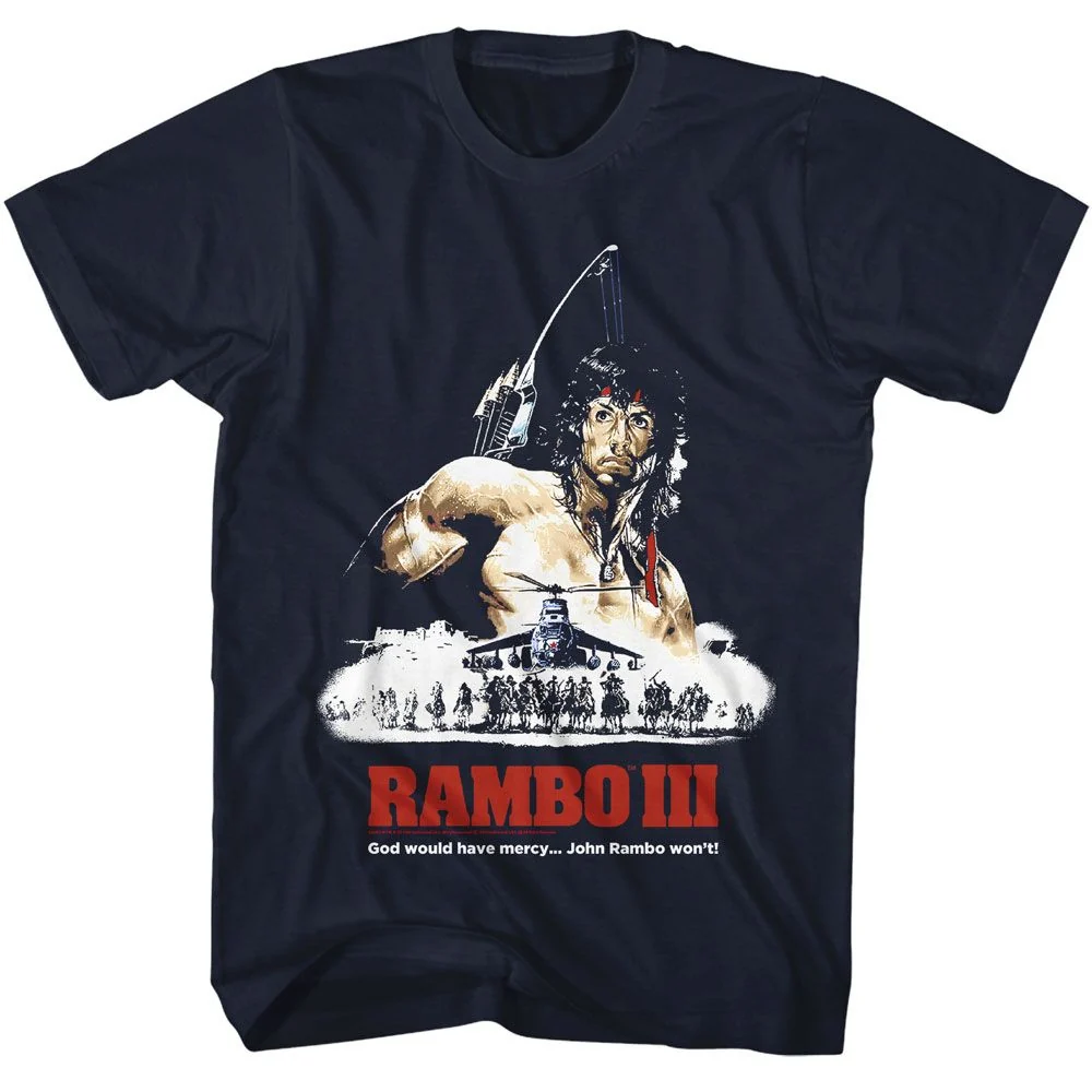 Rockinstone Rambo Movie God Would Have Mercy Navy Adult T-shirt Size:s