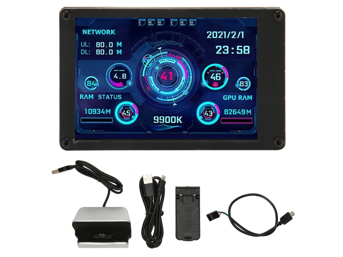 Tela Mini IPS USB 3.5 Polegadas para Monitoramento de Temperatura CPU, GPU, RAM, Sensor, PC | S/MARCA