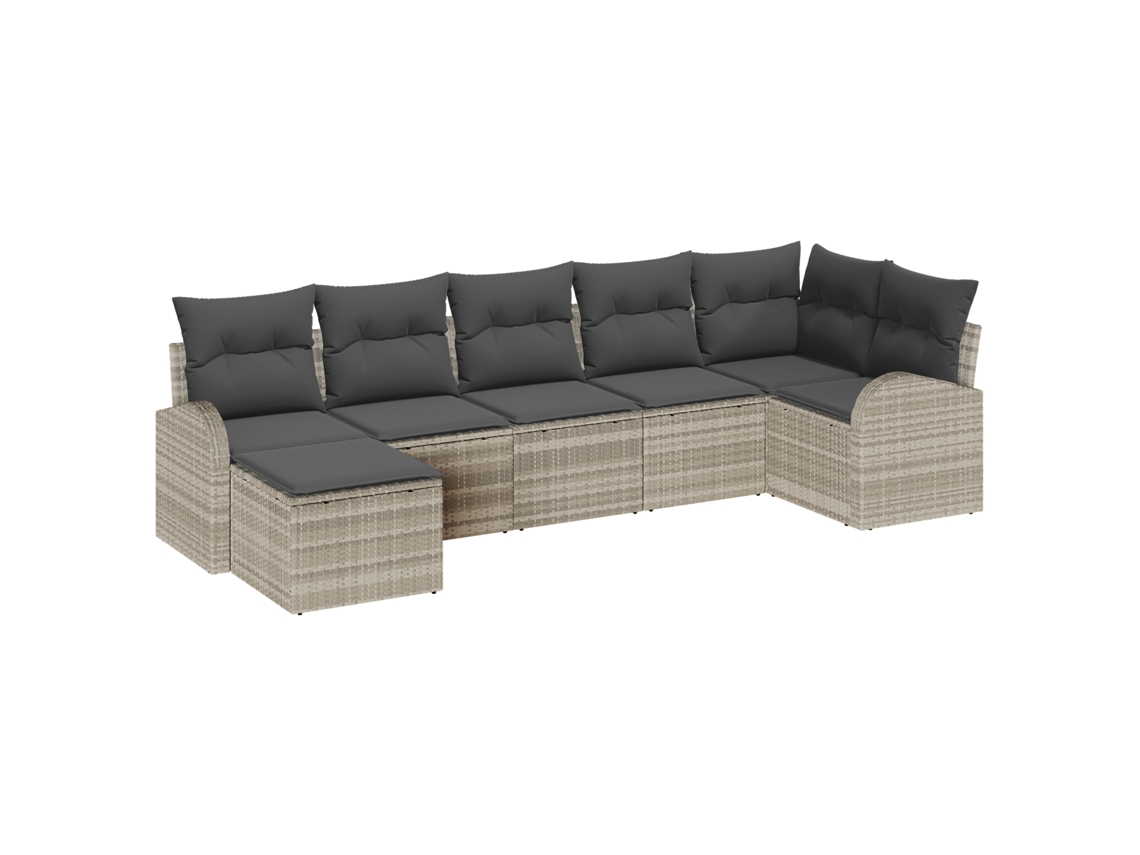 Conjunto 7 Sofá Modular Vidaxl Cinzento-claro Vime Pe (289 X 124 X 85 Cm)