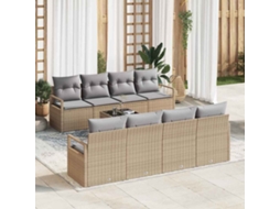 Vidaxl Conjunto De Sofás Com Almofada 7 Pcs Bege E Cinza Vime Pe