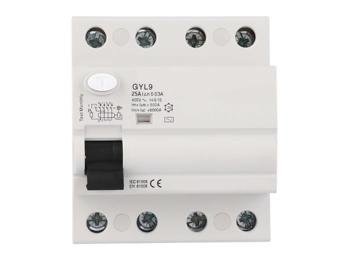 Disjuntor De Corrente Residual Gyl9 4p 400vac 25a Protector Contra Fuga Elétrica