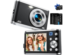 Câmera digital FHD 4K de 48 MP com foco automático, duas câmeras, zoom digital de 16x e cartão de memória de 32 GB para crianças, meninos, meninas e adolescentes. Yizhood