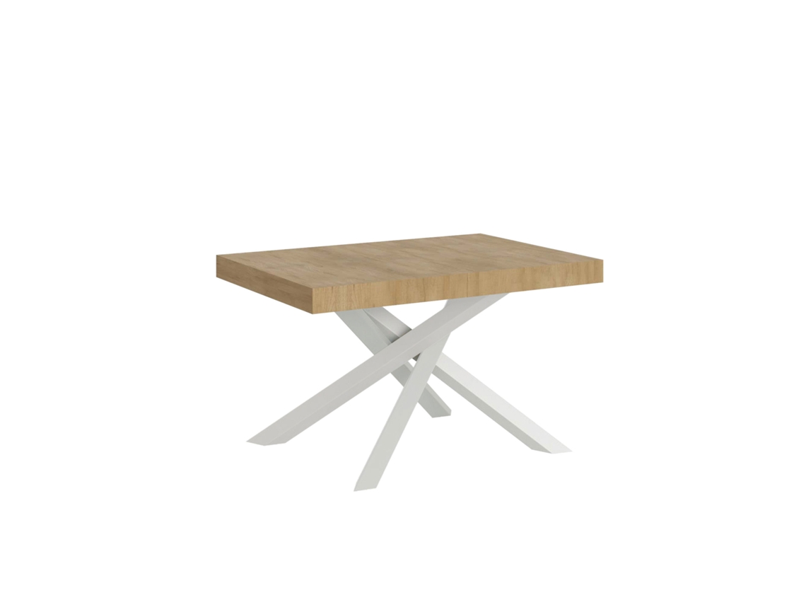Mesa Extensível Volantis 140/244x90 Cm Carvalho Natural Pernas Brancas Itamoby