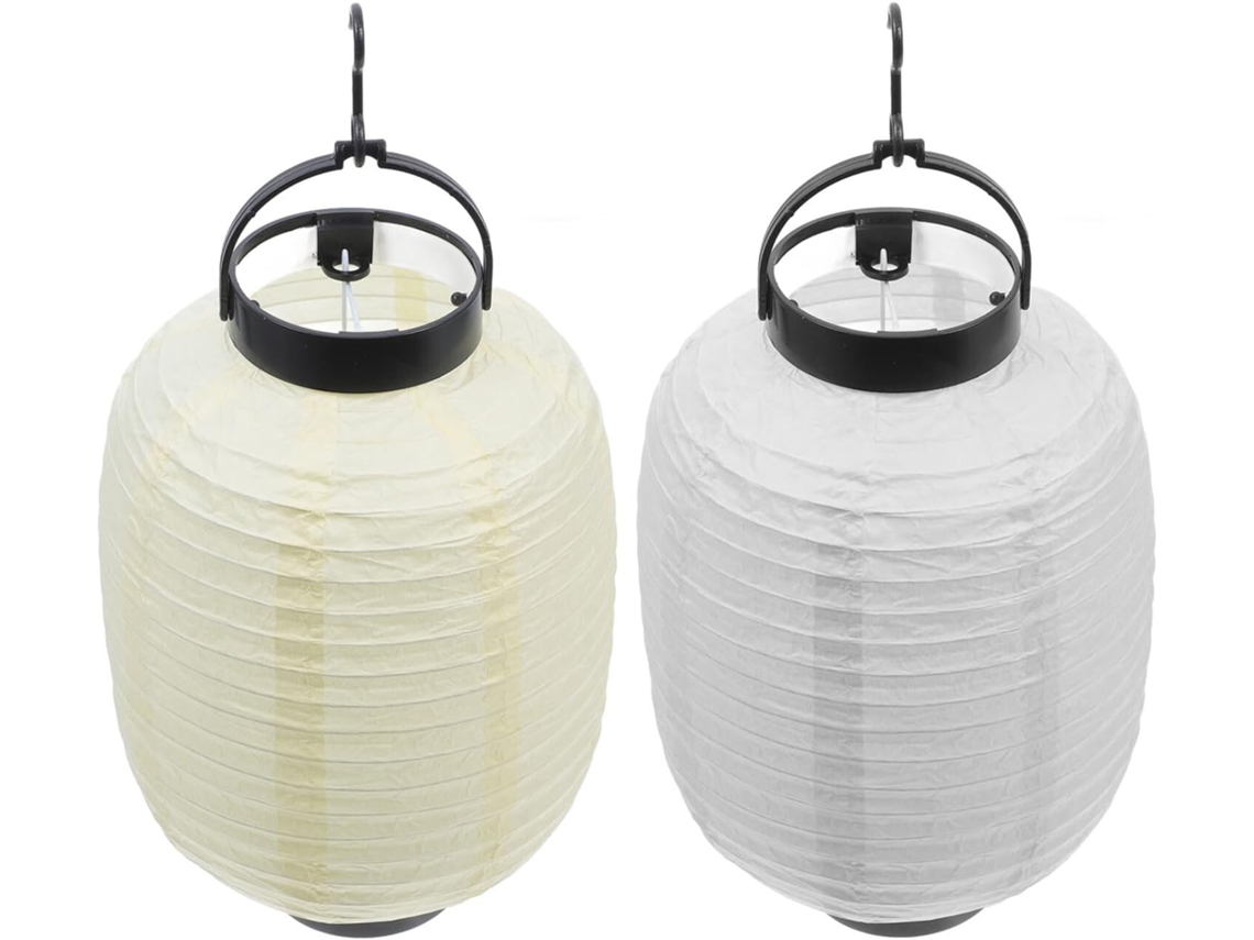 Conjunto De 2 Lanternas Dobráveis Japonesas Tradicionais Com Iluminação Integrada, Luminárias De Pap Gokoco