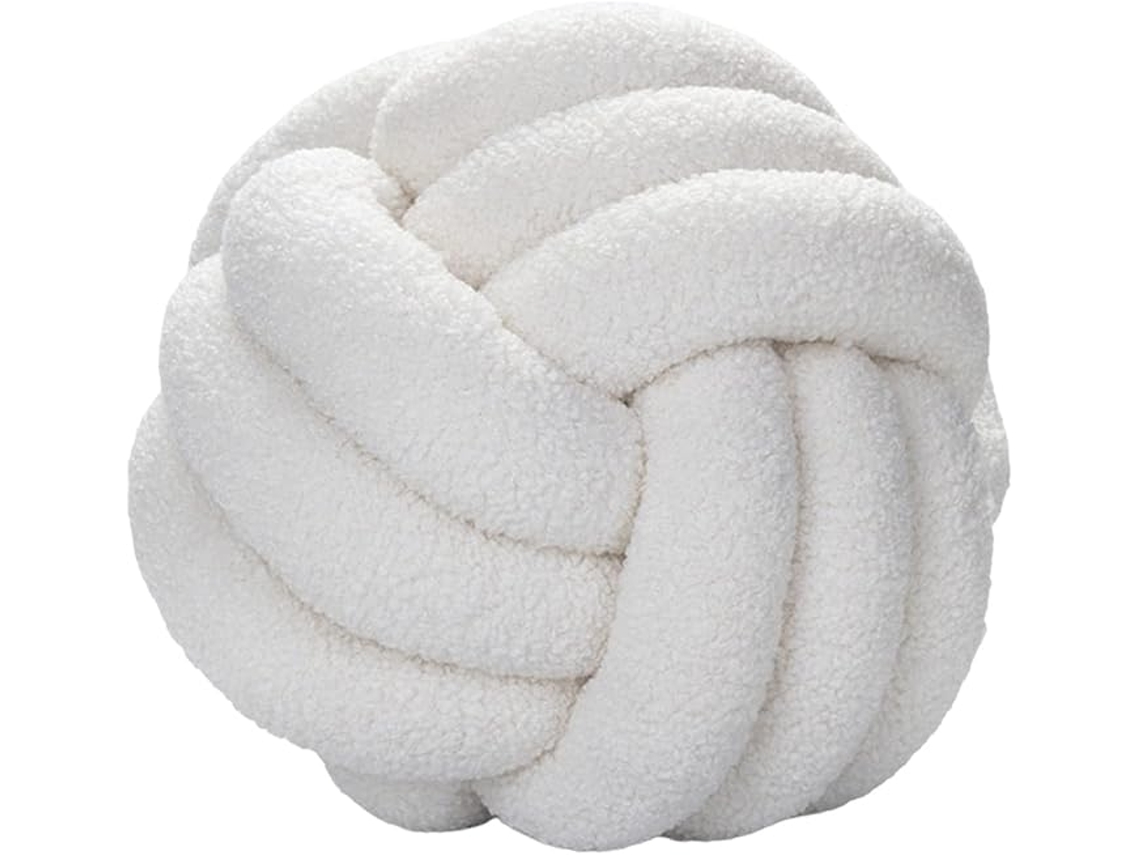 Almofada ZYBLSSBB de Bola, Entrançada, Decorativa, Sherpa, Branco Fosco