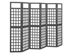 Vidaxl Biombo/treliça 6 Painéis Abeto Maciço 242,5x180 Cm Preto