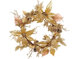 Guirlanda dourada artificial para decoração de porta e lareira, 50 cm