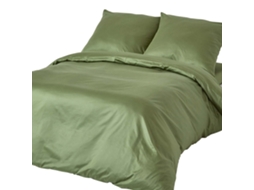 Homescapes Moss Green European Size Organic Cotton Duvet Cover Set, 400 Tc, 240 X 220 Cm