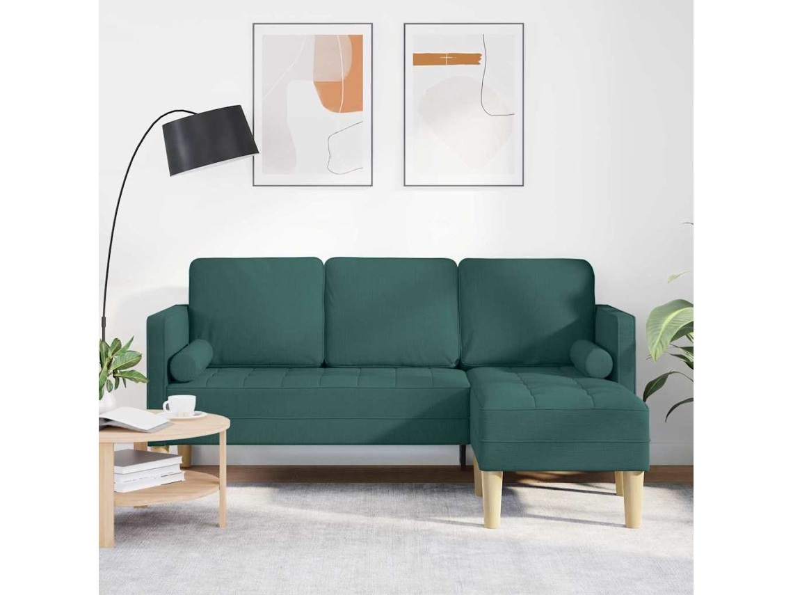 Vidaxl Conjunto De Sofás Com Almofada Verde Escuro Poliéster