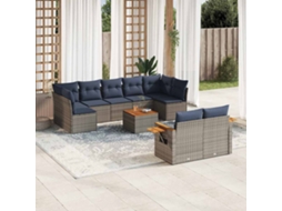 Vidaxl 10 Pcs Conjunto Sofás P/ Jardim C/ Almofadões Vime Pe Cinzento
