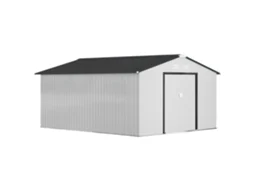 Abrigo de Jardim com 4 Janelas 12,4 M² 340x386x200 Cm Branco e Cinza Escuro VERIDIA CUOM