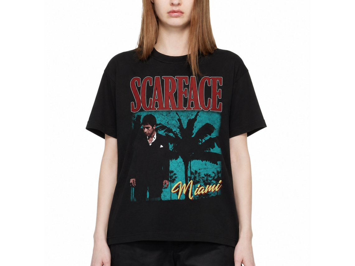 Rockinstone Scarface Movie Palms Miami Black Adult T-shirt Size:l
