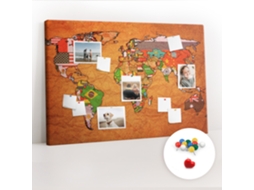 Painel De Cortiça Para Parede Mapa-múndi Com Bandeiras Para O Quarto Das Crianças Espelharte (120x80 Cm)