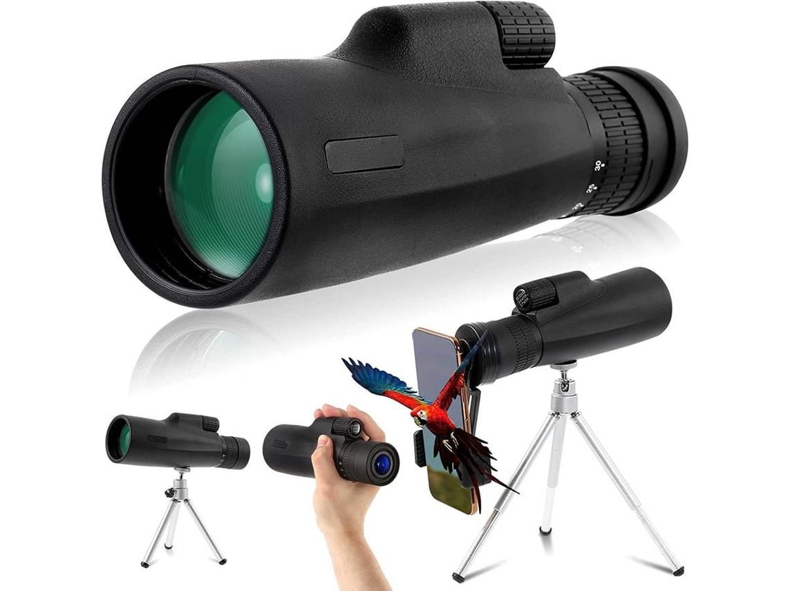 Binóculos ENKERS Monoculares 10-30X50 Escopo Monocular HD À Prova D'Água com Tripé de Suporte para Smartphone para Observaçã-Preto