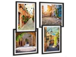 Composição De Quadros Paisagens Da Natureza Sabores Italianos Espelharte (4 Peças)
