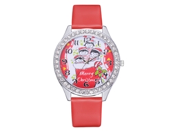 Reloj De Cuarzo Con Correa Pu Casual Patrón Navideño Unisex Regalo (rojo)