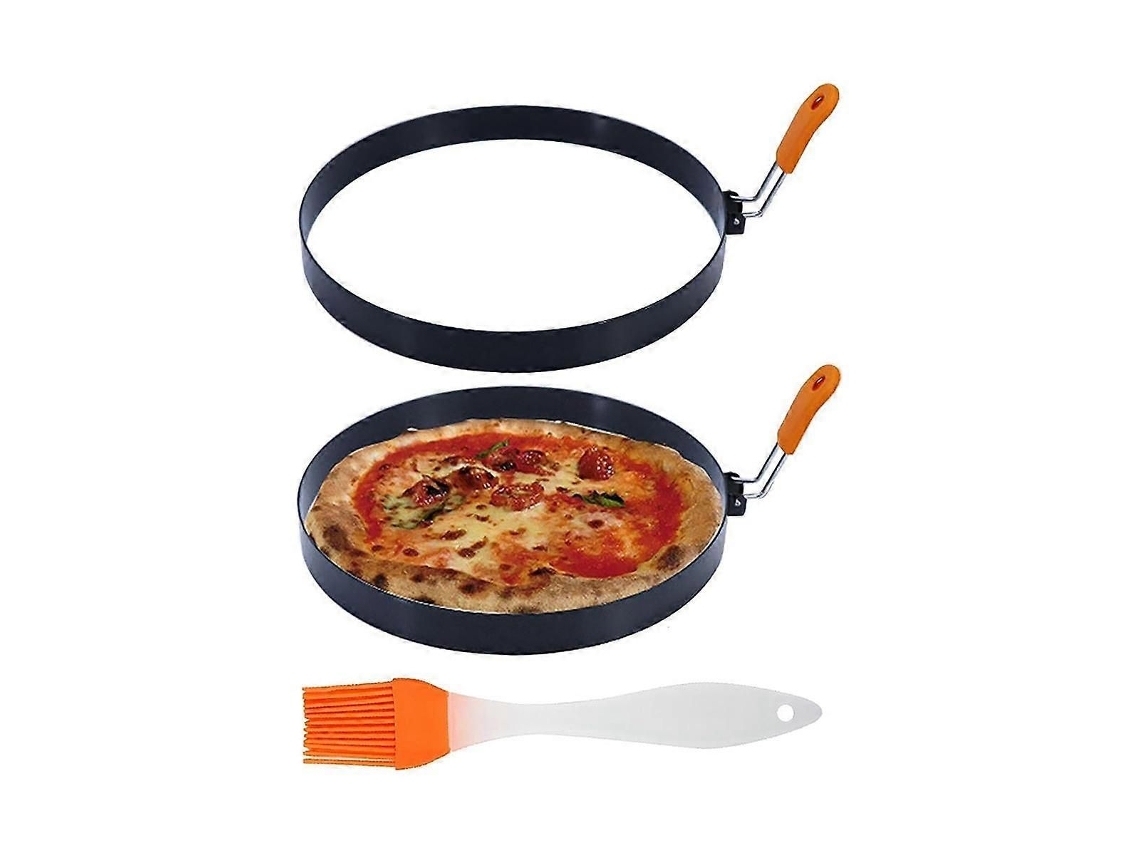 Anel De Panqueca De 8 Polegadas Em Aço Inoxidável Com Cabo Isolado De Silicone, Anéis Redondos Para Ovos