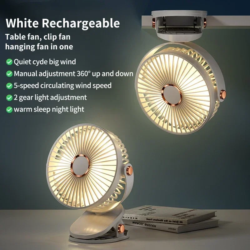 Ventilador de Clipe 3 em 1 MDUG recarregável, circulador de ar sem fio