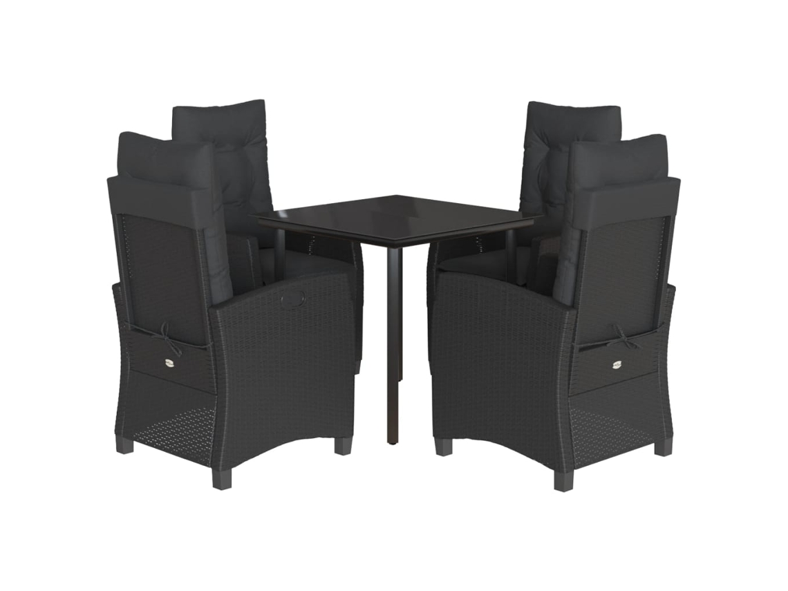 Conjunto de 5 Jantar para Jardim com Almofadões Vime Pe Preto MAISON EXCLUSIVE