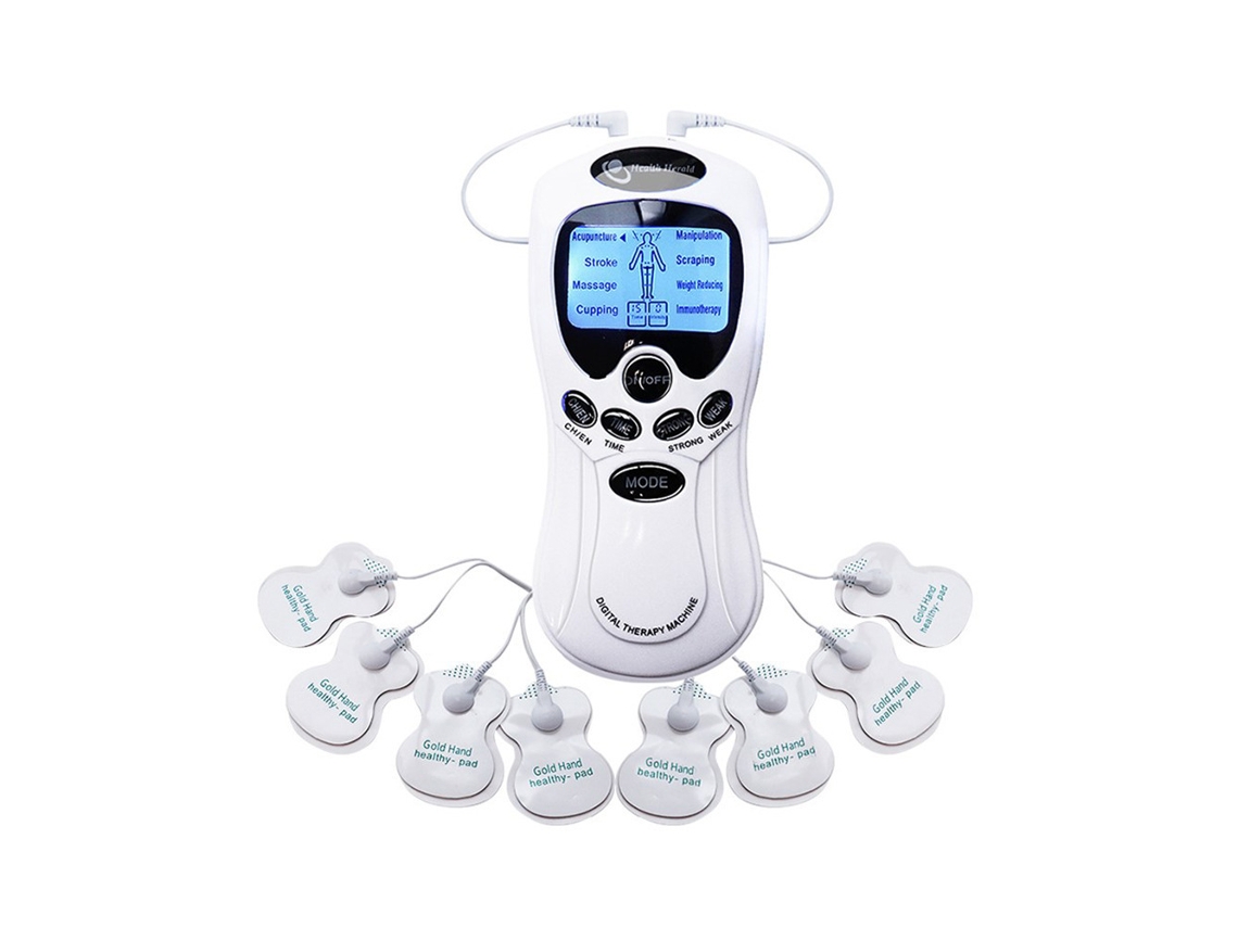 Estimulador Eletromuscular Tens para as Costas com Eletrodos, Massageador Muscular Elétrico Digital MDUG (8 Unidades)