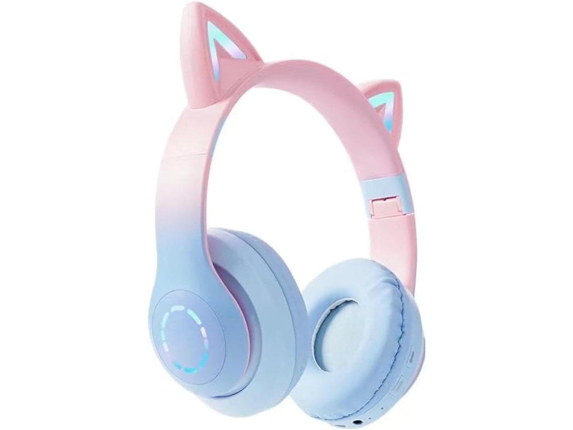 Novos Fones Bluetooth Com Led E Soquete Sem Fio Para Jogos - Cor Gradiente - Azul