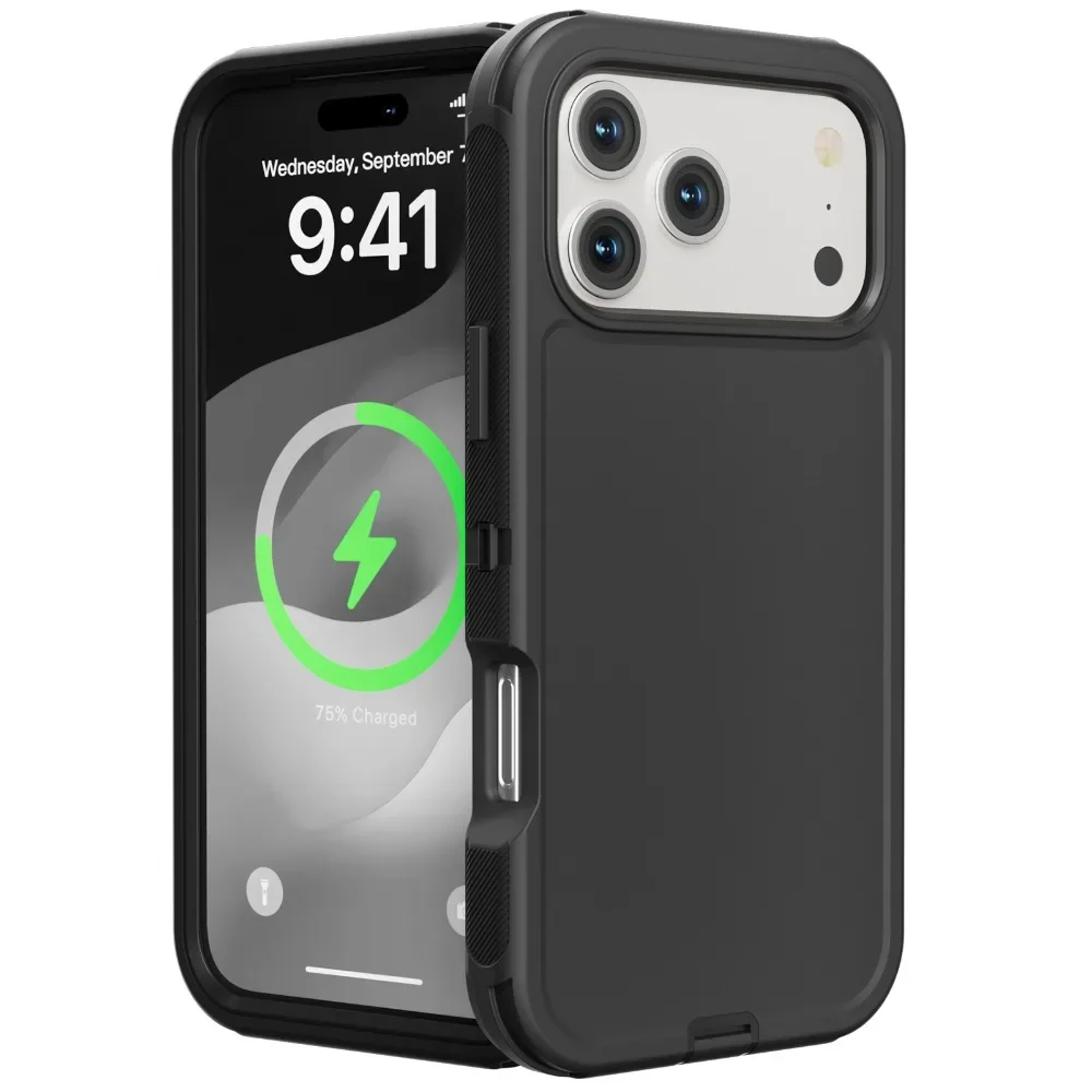 (preto, Iphone 12) Capa Protetora Híbrida 3 Em 1 Ott Resistente, Capa De Policarbonato À Prova De Choque.
