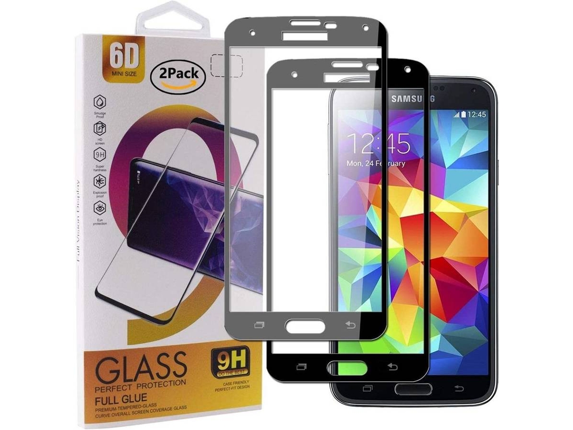 Película Vidro Temperado Samsung Galaxy S5 HONGWE. Cobertura Completa Preto