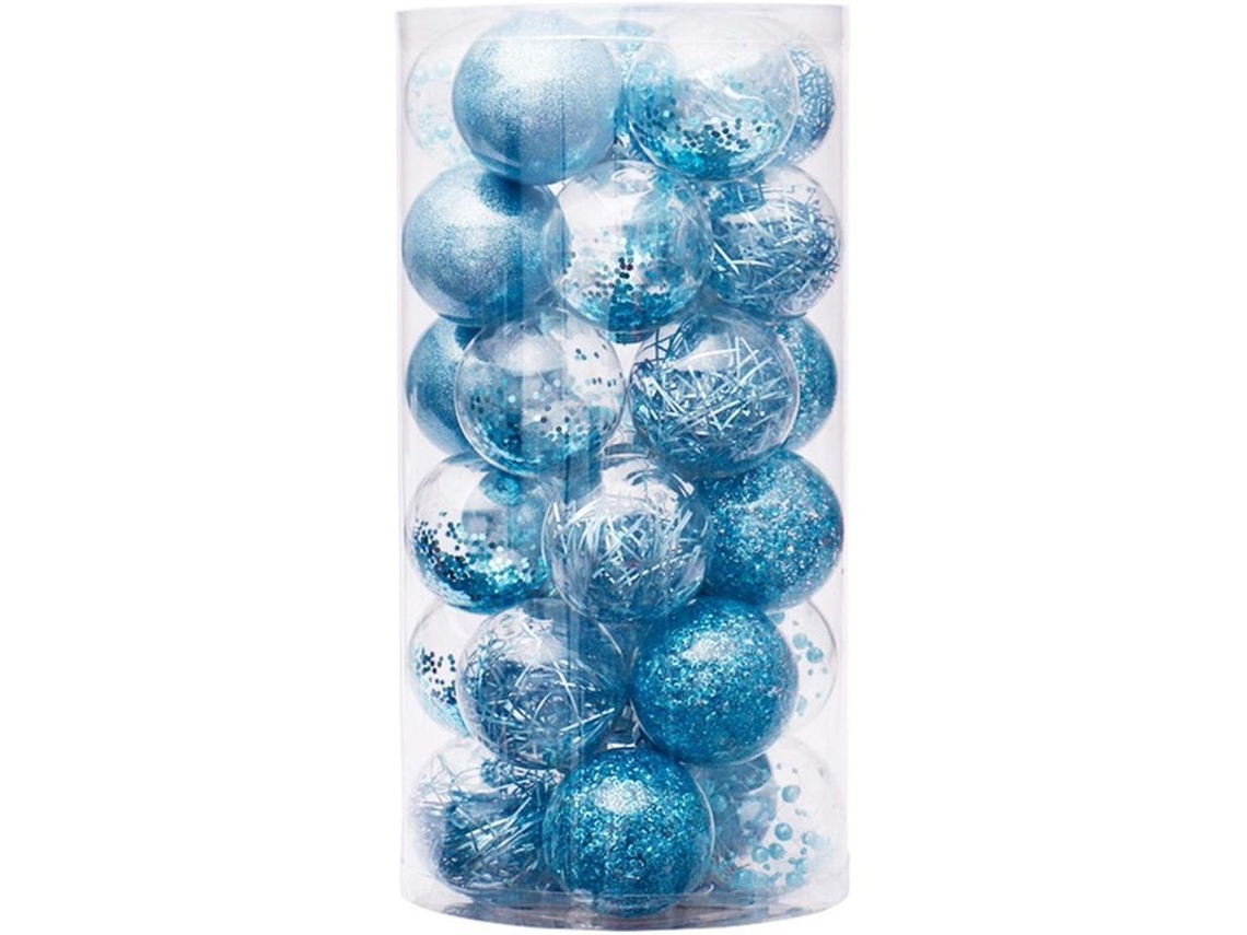 Conjunto De 30 Bolas Decorativas Colgantes De 6cm Azules Para Navidad, Fiestas Y Bodas