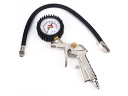Pistola Infladora de Pneu com Manômetro 0 220psi, Mangueira Flexível e Encaixe