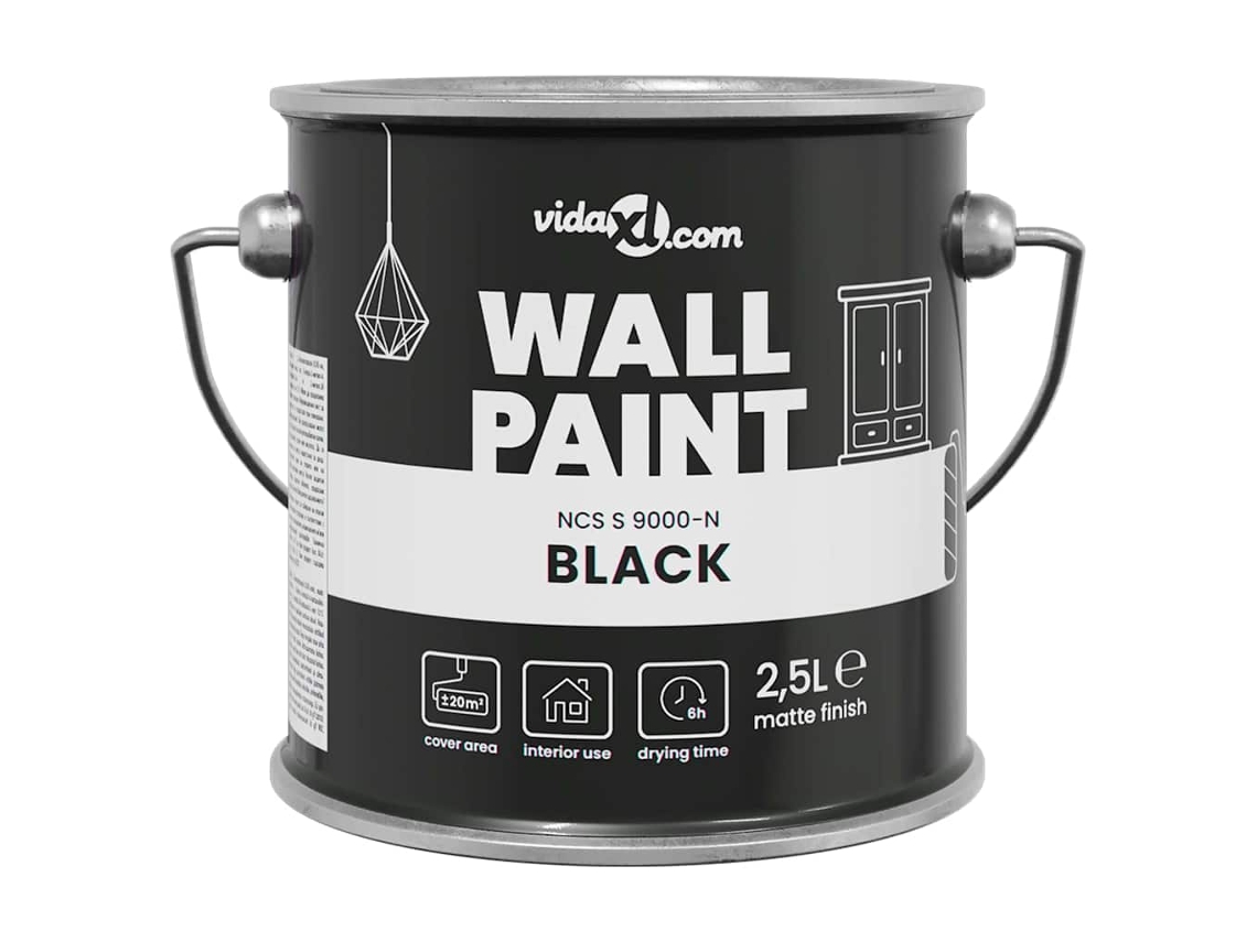 Conjunto 1 Tinta De Parede Vidaxl Preto (2,5 L)
