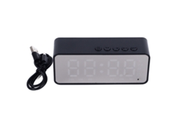 Reloj Despertador Com Espelho Bluetooth Alto-falante Digital Recarregável Para Quarto Escritório Preto