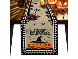 Runner de mesa LINJOU luxury 274cm, castelo assombrado de Halloween, algodão linho 33x274