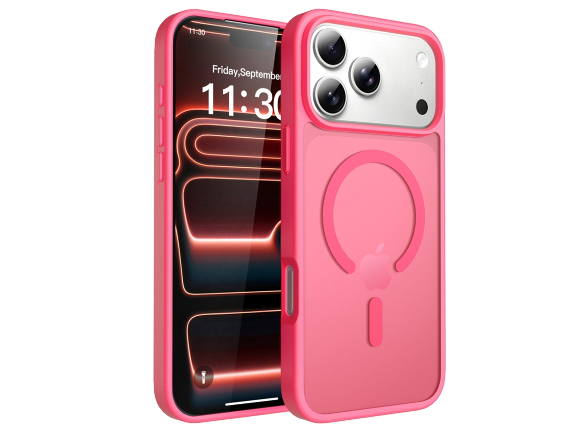 Capa Magnético Hibbent Para Iphone 18 Pro Max (vermelho-rosa)