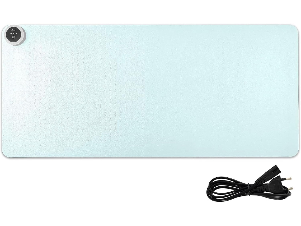 Mousepad Aquecido Azul Claro em Couro Liso 80 X 33 Cm Ideal para Escritório, Jogos de Computador, Geral e Es