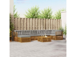 Vidaxl Conjunto De Sofás Para Exterior 8 Unid. Cinza Natural E Claro