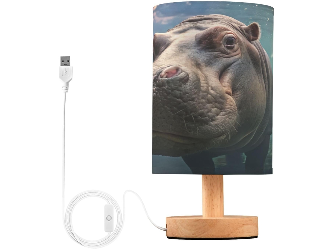 Abajur De Cabeceira Fofo Em Formato Hipopótamo Para Quarto, Luminária De Cabeceira Led, Luminária De Leitura Com Portas