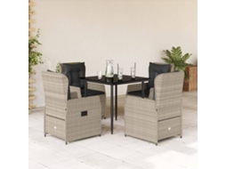Vidaxl 5 Pcs Conjunto de Jantar P/ Jardim C/ Almofadões Cinzento Claro