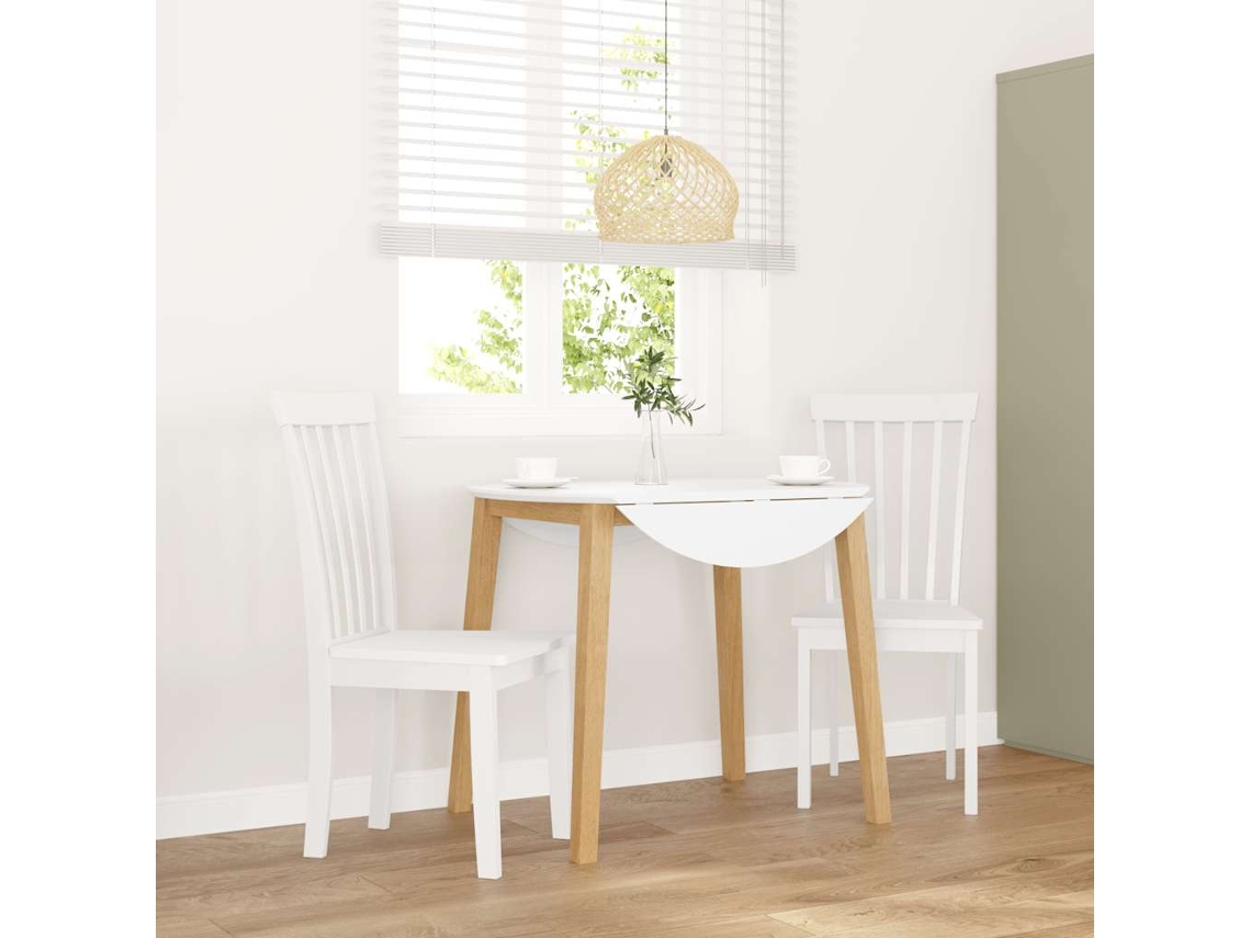 Vidaxl Cadeiras De Jantar 2 Pcs Madeira De Seringueira Maciça Branco
